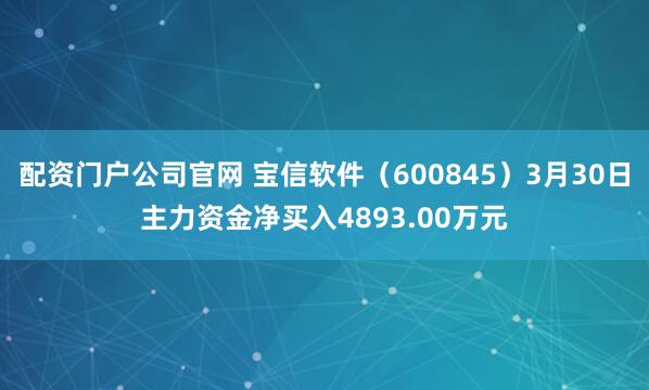 配资门户公司官网 宝信软件（600845）3月30日主力资金净买入4893.00万元