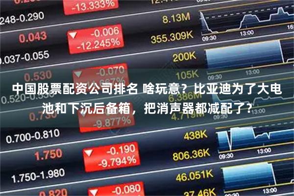 中国股票配资公司排名 啥玩意？比亚迪为了大电池和下沉后备箱，把消声器都减配了？